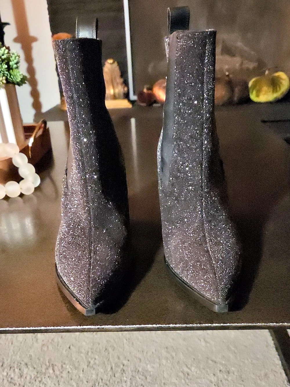 ALLSAINTS Ria Glitter Heeled Boots Black US 10